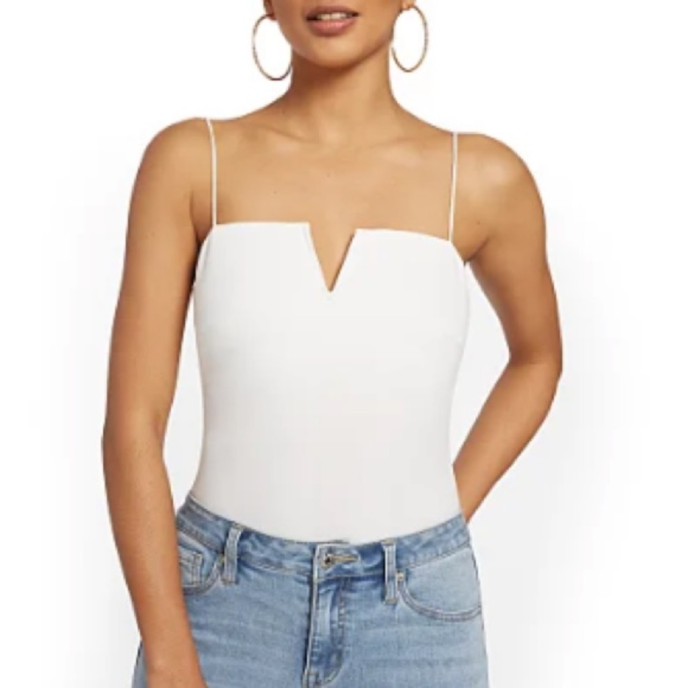 New York & Company White Bodysuit